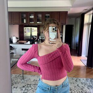 Long Sleeve Pink Knit Top